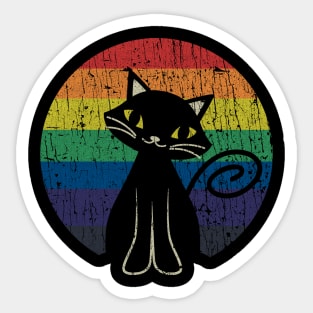 RETRO STYLE - RAINBOW BLACK CAT Sticker